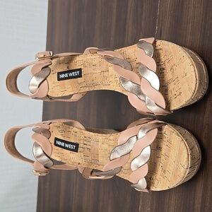 Nine West Size 7 Pastel Pink Brette Wedge Sandals